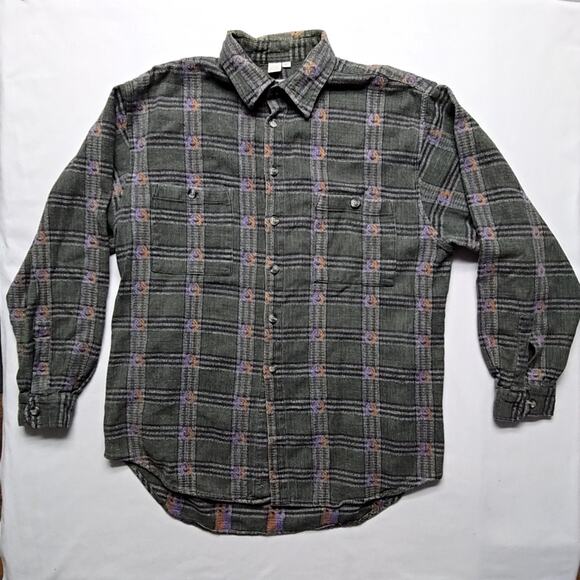 The Territory Ahead Men's XL Plaid Button Up Gray Cotton Casual Flannel Shirt - Picture 1 of 9